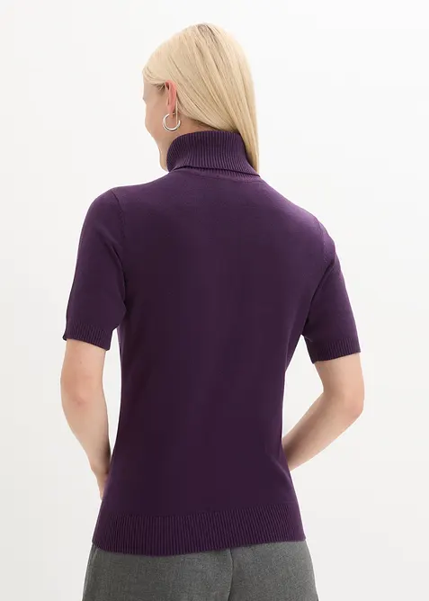 Svetr s rol&aacute;kov&yacute;m l&iacute;mcem, kr&aacute;tk&yacute; ruk&aacute;v, bonprix