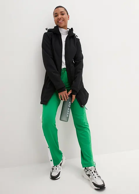 Funkční softshellová dlouhá bunda s plyšovým flísem, vodoodpudivá, bonprix