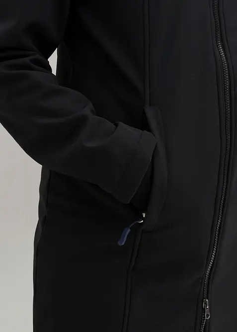 Funkční softshellová dlouhá bunda s plyšovým flísem, vodoodpudivá, bonprix