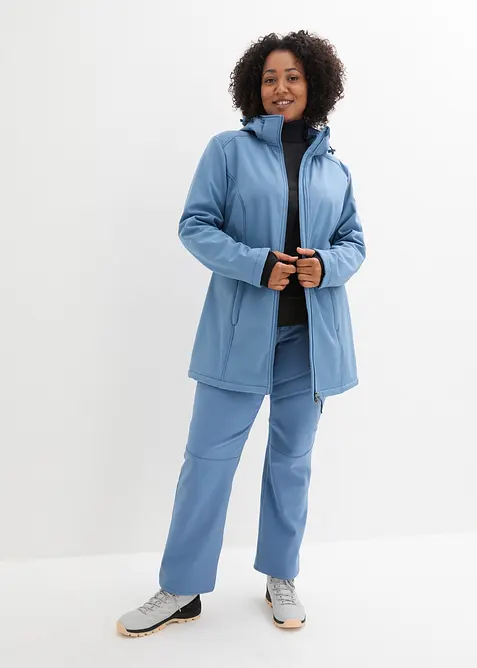 Funkční softshellová dlouhá bunda s plyšovým flísem, vodoodpudivá, bonprix