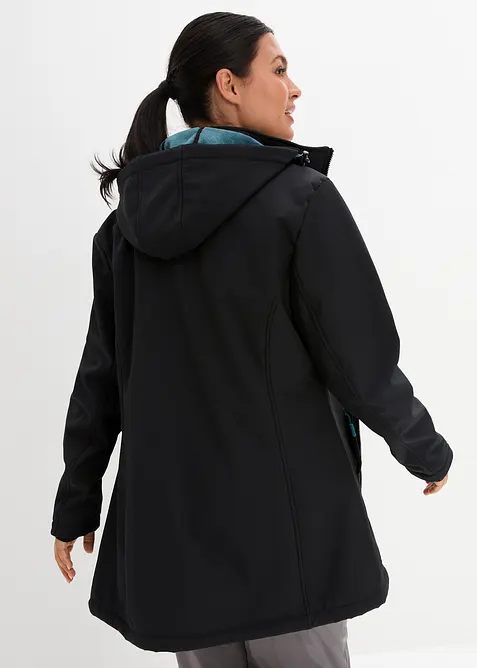 Funkčn&iacute; softshellov&aacute; dlouh&aacute; bunda s ply&scaron;ov&yacute;m fl&iacute;sem, vodoodpudiv&aacute;, bonprix