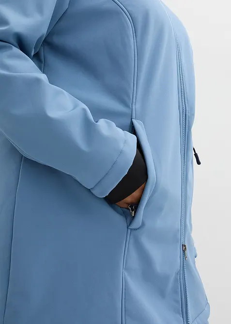 Funkční softshellová dlouhá bunda s plyšovým flísem, vodoodpudivá, bonprix