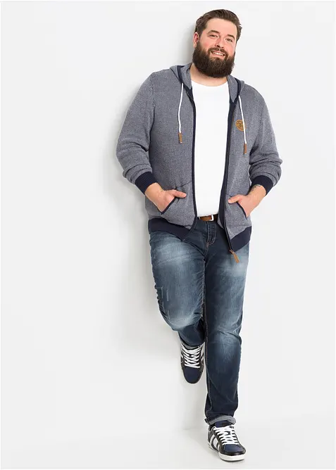 Svetr na zip s kapucí, z čisté bavlny, bonprix