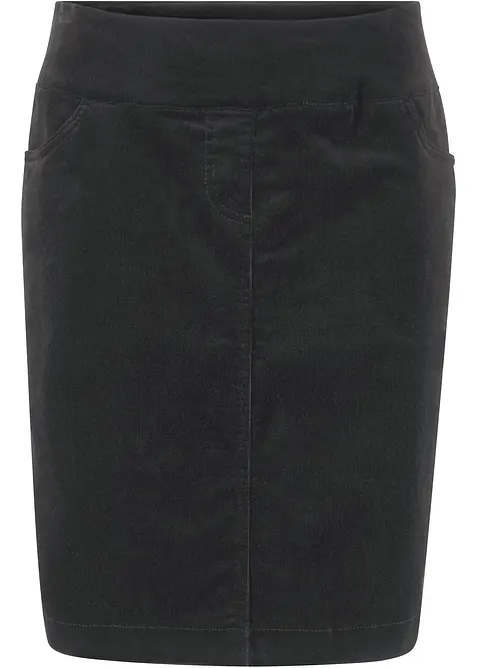 Strečová manšestrová sukně z bavlny s pohodlným pasem, bonprix