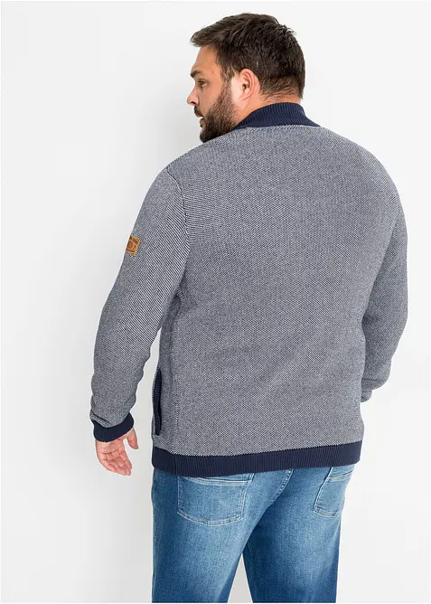 Svetr na zip a se stojáčkem, z hrubé pleteniny z čisté bavlny, bonprix