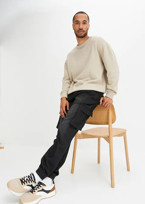 Džíny Slim Fit Straight, bez zapínání, z teplákoviny, bonprix