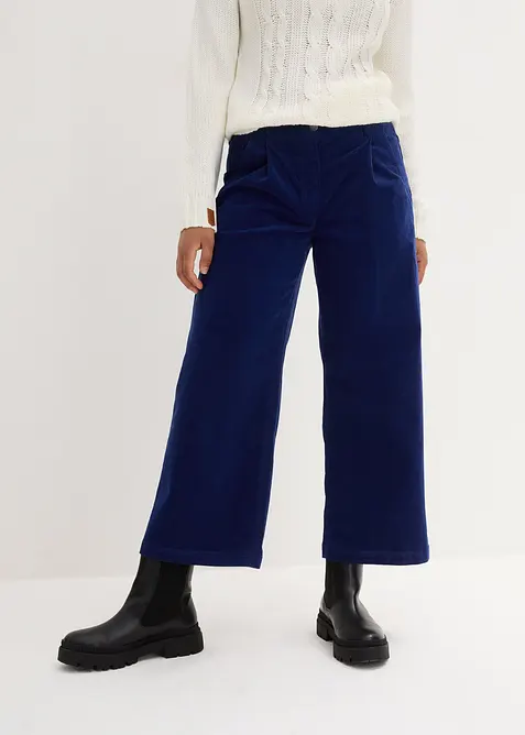 &Scaron;irok&eacute; strečov&eacute; kalhoty Culotte z man&scaron;estru v 7/8 d&eacute;lce, s pohodlnou vysokou pasovkou, bonprix