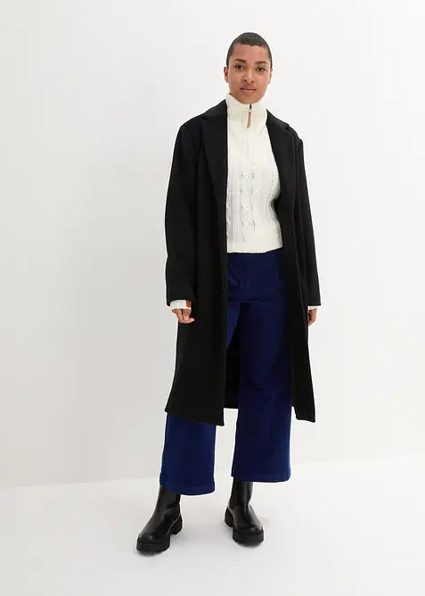 &Scaron;irok&eacute; strečov&eacute; kalhoty Culotte z man&scaron;estru v 7/8 d&eacute;lce, s pohodlnou vysokou pasovkou, bonprix