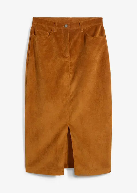 Strečová manšestrová sukně v délce midi, bonprix