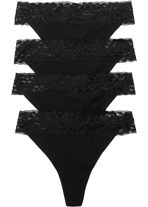 Kalhotky tanga s bavlnou (4 ks), bonprix
