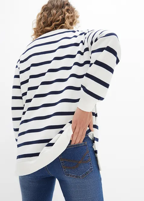 Dlouh&aacute; mikina s l&iacute;mcem na knofl&iacute;ky, bonprix