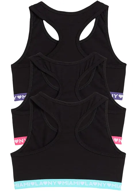 Podprsenkov&yacute; top s měkkou organickou bavlnou (3 ks v balen&iacute;), bonprix