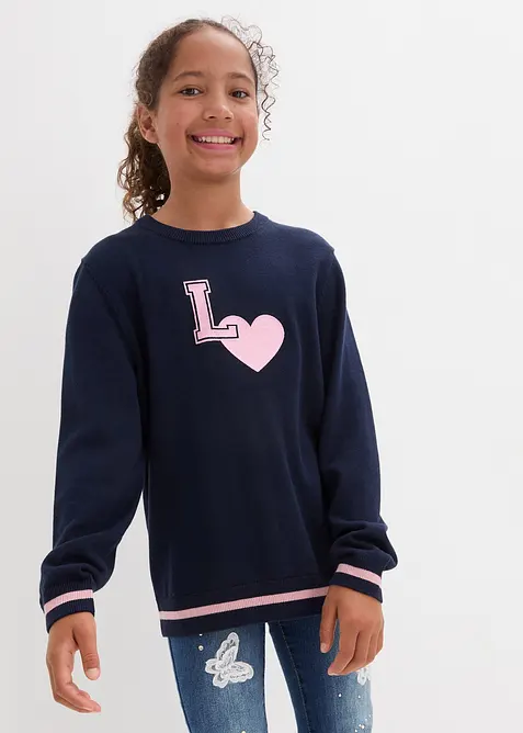 Jemně pletený svetr s potiskem, bonprix