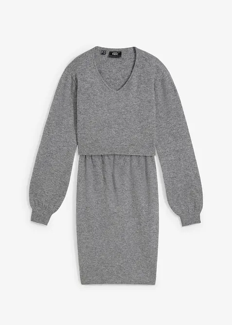 Dvoudílná těhotenská pletená souprava svetru a sukně, bonprix