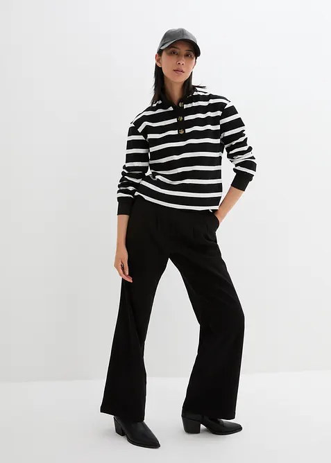 Dlouhá mikina s límcem na knoflíky, bonprix