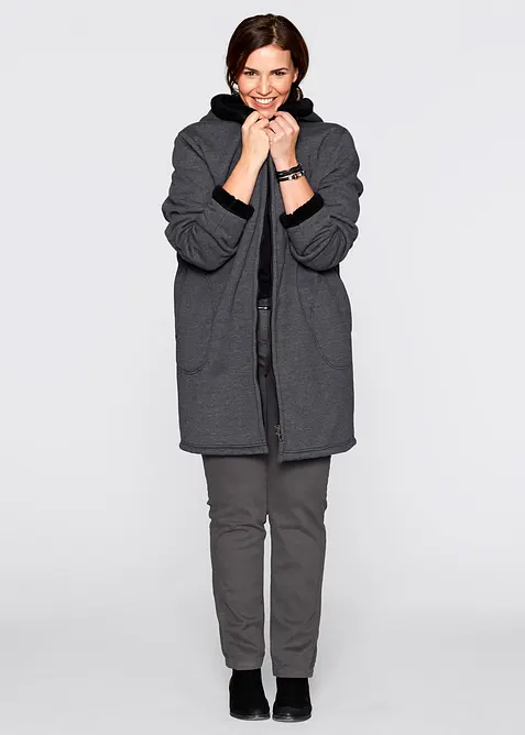 Propínací mikina s kapucí, s medvídkovou kožešinou, bonprix