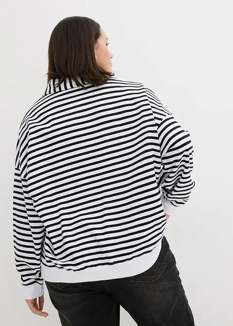 Oversize mikina s v&yacute;střihem do V a l&iacute;mcem polo, bonprix