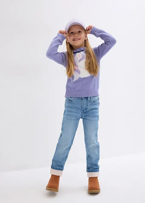 Termo dž&iacute;ny s žerzejovou pod&scaron;&iacute;vkou, Slim Fit, bonprix