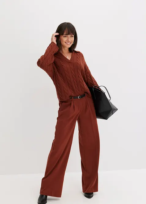 Oversize svetr z měkk&eacute; směsi s ka&scaron;m&iacute;rem, bonprix