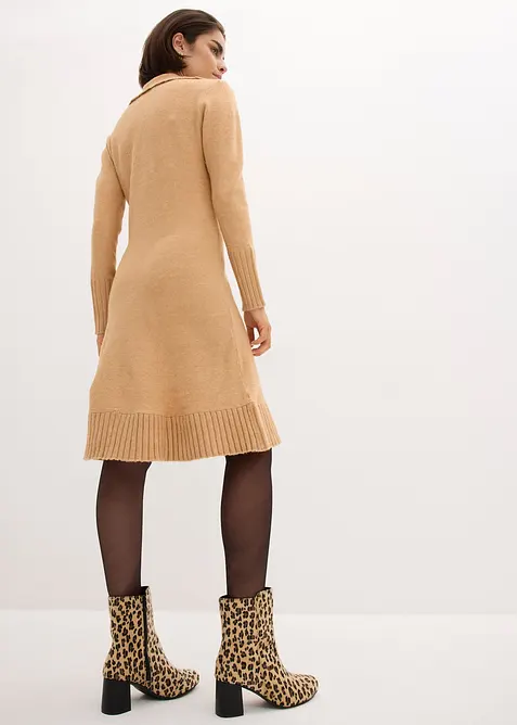 Pletené šaty s pólo límečkem, bonprix