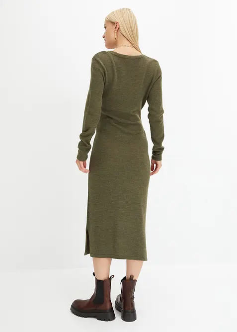 Pletené šaty v midi délce, bonprix