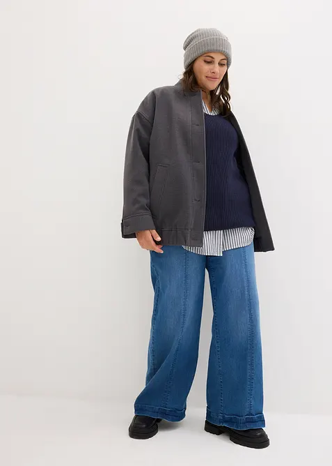 Žebrovan&yacute; svetr z čist&eacute; bavlny, bonprix