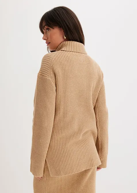 Svetr s rol&aacute;kov&yacute;m l&iacute;mcem, z čist&eacute; bavlny, bonprix