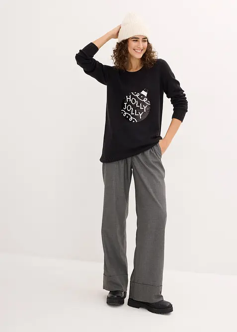 Vánoční svetr s oboustrannými pajetkami, bonprix