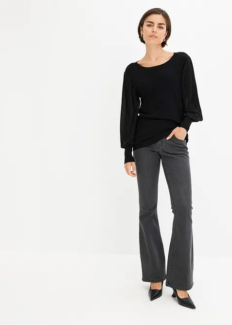 Svetr s plisovan&yacute;mi ruk&aacute;vy, bonprix