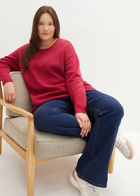 Svetr z úpletu Milano Rib s kulatým výstřihem, bonprix