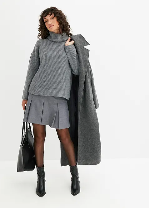 Žebrovan&yacute; svetr s rol&aacute;kov&yacute;m l&iacute;mcem, bonprix