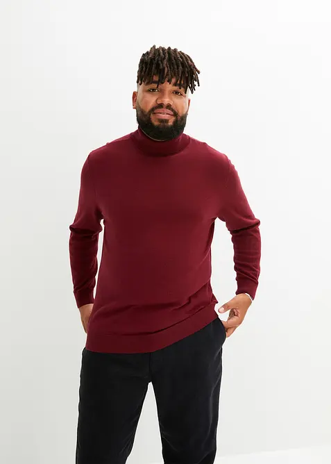 Svetr s rol&aacute;kov&yacute;m l&iacute;mcem a ka&scaron;m&iacute;rem, bonprix