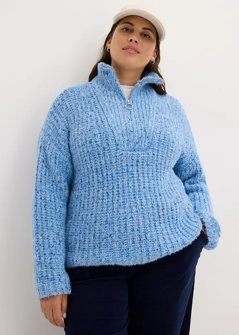 Svetr s l&iacute;mečkem Troyer a spadl&yacute;mi rameny, bonprix