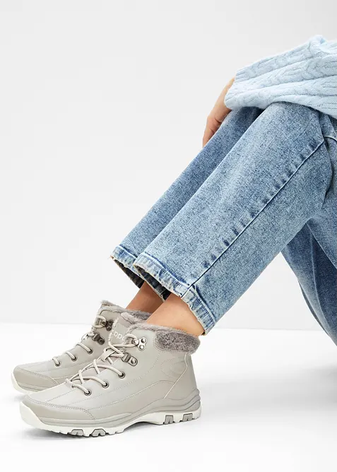 Šněrovací kotníková obuv s podšívkou, bonprix