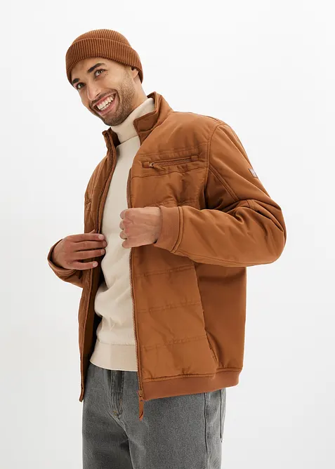 Vatovaná softshellová bunda s bluzonovým střihem, bonprix