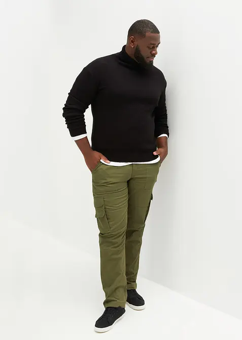 Svetr s rolákovým límcem a žebrovanými náplety, bonprix