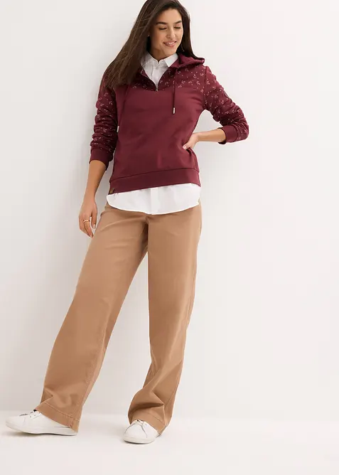 Mikina s kapuc&iacute; a zipem, z čist&eacute; bavlny, bonprix