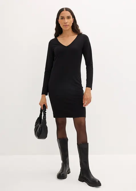 Žerzejové šaty s výstřihem do V (2 ks v balení), bonprix