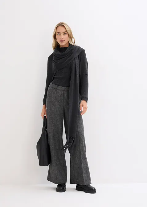 Vlněné kalhoty se vzorem rybí kosti, bonprix