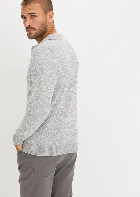 Pletený pólo svetr na zip s recyklovanou bavlnou, bonprix
