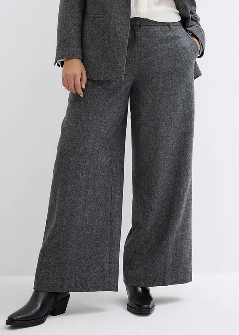 Vlněn&eacute; kalhoty se vzorem ryb&iacute; kosti, bonprix