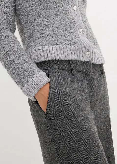 Vlněn&eacute; kalhoty se vzorem ryb&iacute; kosti, bonprix