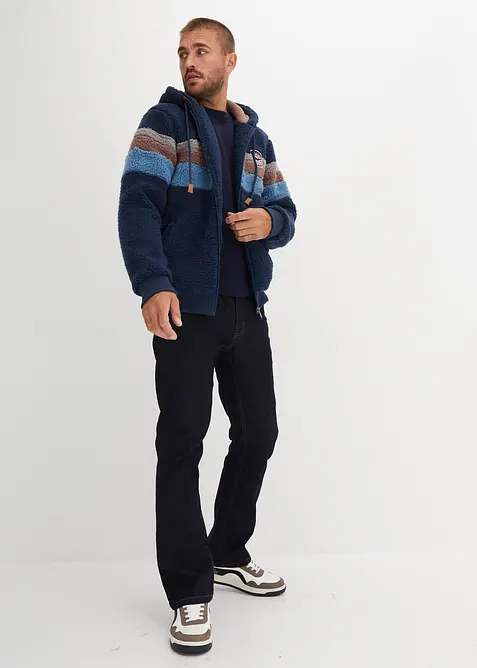 Medvídková flísová mikina na zip s kapucí, bonprix