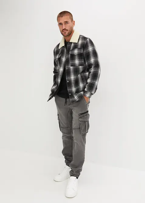 Teplákové džíny s cargo kapsami, Regular Fit, Straight, bonprix