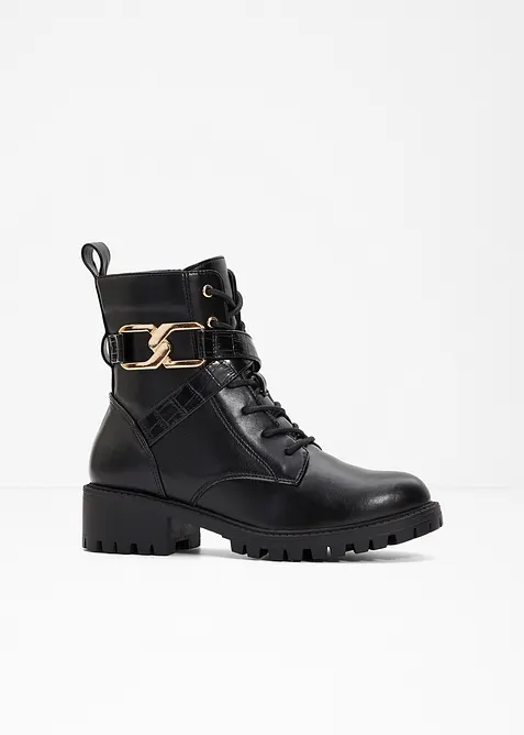 Šněrovací kotníková obuv s přezkou, bonprix