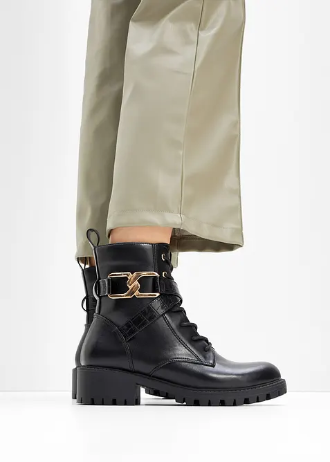 Šněrovací kotníková obuv s přezkou, bonprix