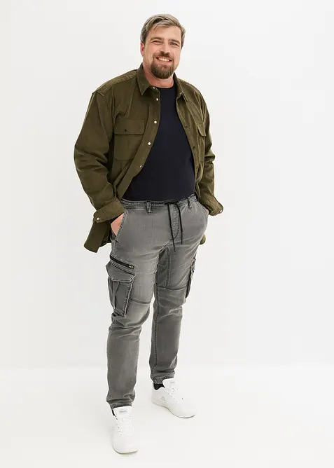 Teplákové džíny s cargo kapsami, Regular Fit, Straight, bonprix