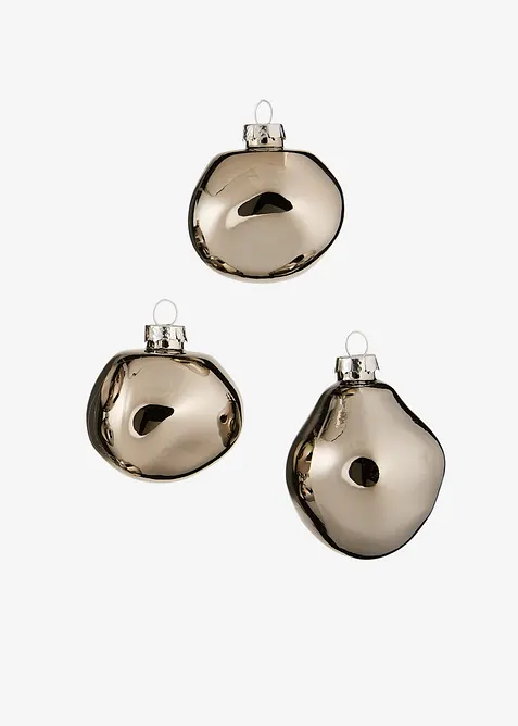 V&aacute;nočn&iacute; koule v organick&yacute;ch tvarech (3 ks v balen&iacute;), bonprix