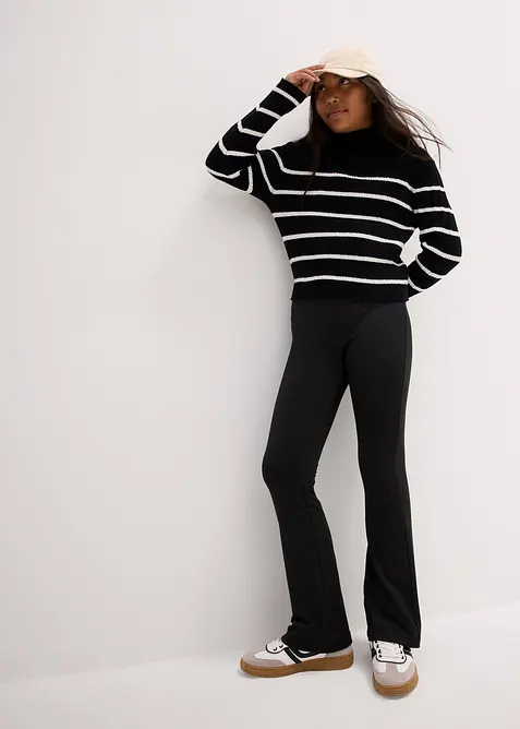 Rozšiřující se žerzejové kalhoty s počesanou vnitřní stranou, bonprix