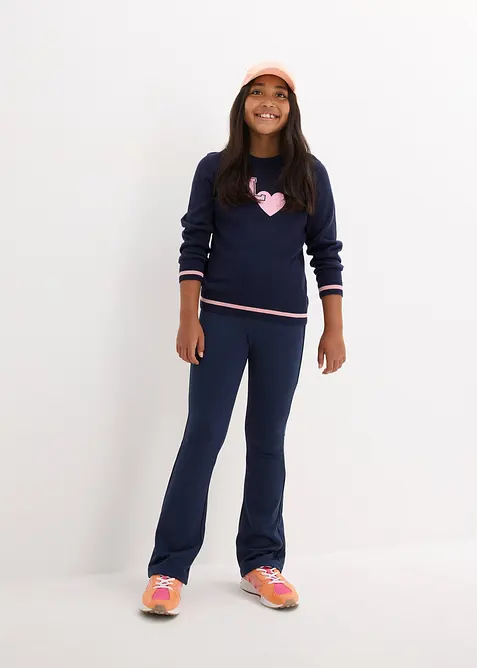 Rozšiřující se žerzejové kalhoty s počesanou vnitřní stranou, bonprix